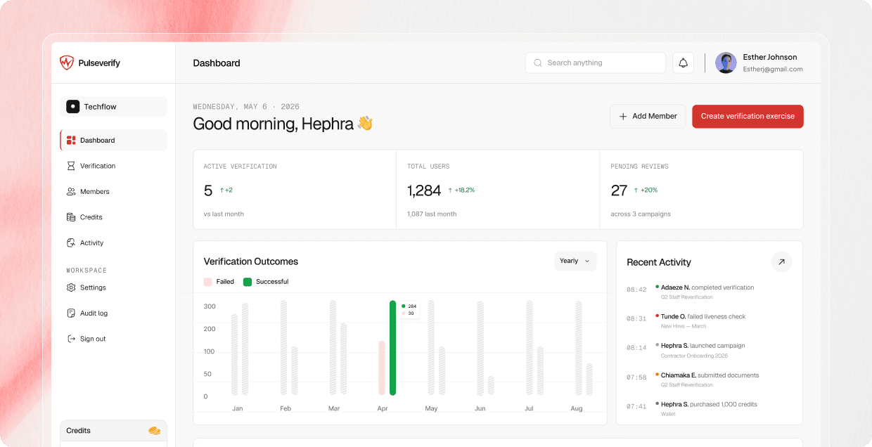 PulseVerify dashboard preview